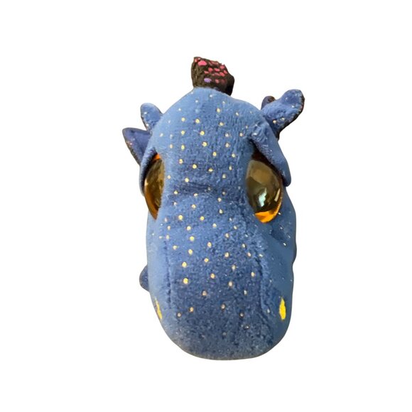 Ty Beanie Boo Saffire Blue Dragon Plush Stuffed Animal Gold Glitter Eyes 6" - Picture 3 of 6